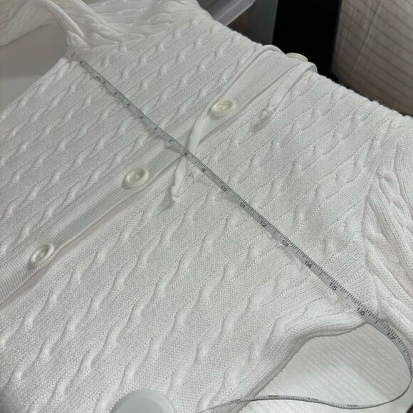 Lilly Pulitzer cable knit hooded button front cardigan white small - Picture 7 of 11